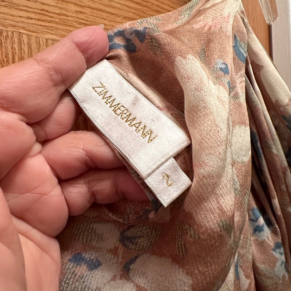 Zimmerman Size 2, Multicolored Floral Printed Silk Unbridled Elixir Draped Dress - Picture 5 of 7